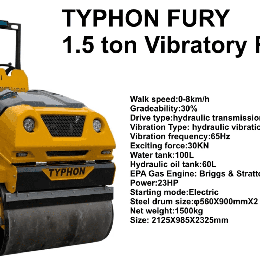 TYPHON FURY 1.5 Ton Vibratory Compactor Asphalt Roller USA - Image 2