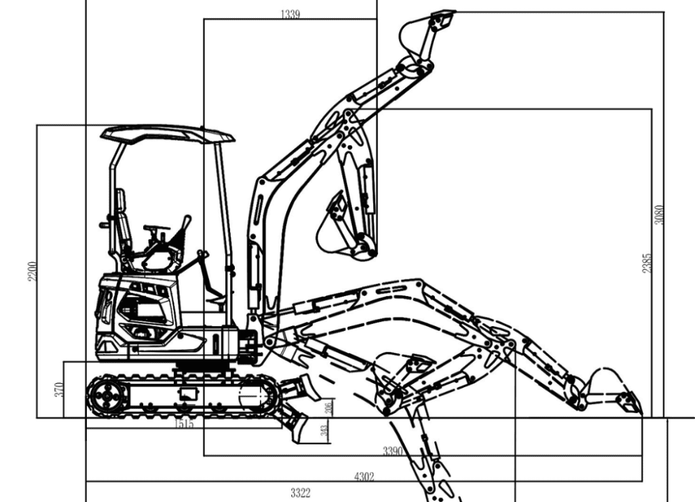 TYPHON 18 FLEX PRO 1.8 Ton Mini Excavator USA with 12 attachments - Image 6