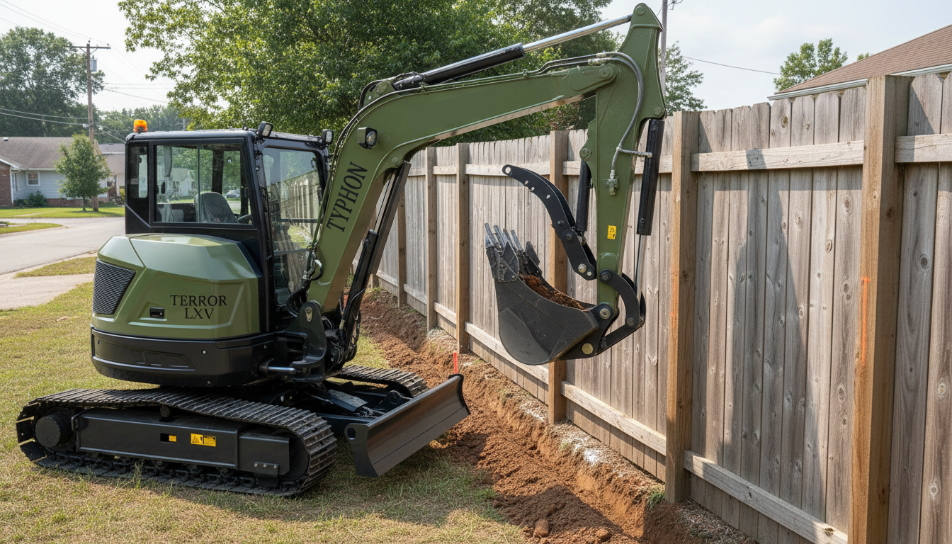 Boom swing working near wall and fence line