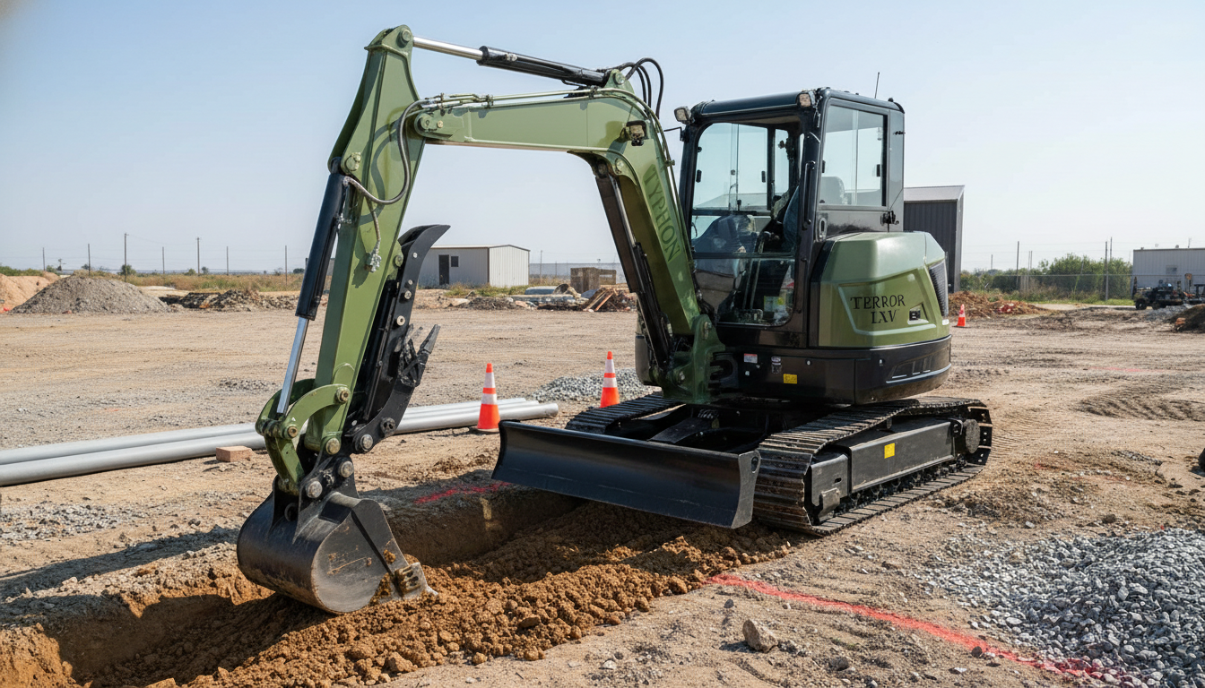 TYPHON TERROR LXV excavator digging trench at construction site