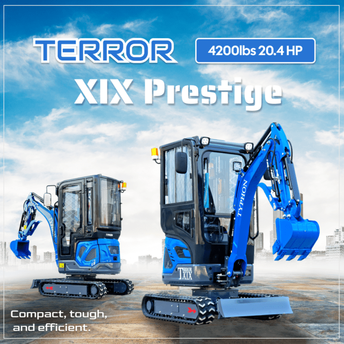 TYPHON TERROR XIX Prestige Cabin Mini Excavator w 4200lbs 20.4hp Kubota D902 Diesel Engine