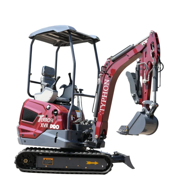 TYPHON TERROR XVII PRO 3800 lbs Mini Excavator Kubota Diesel, Hydraulic Thumb, Dozer Blade & Boom Swing